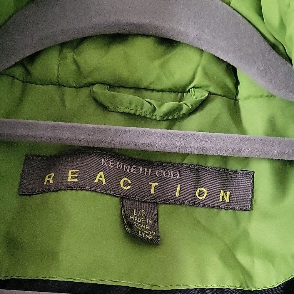 Kenneth Cole Reaction Lime Green Puffer With Zipper Vest Women's Large - Picture 2 of 16